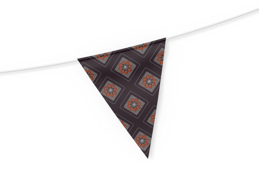 Midnight Rust Embroidery Floral Granny Squares Print