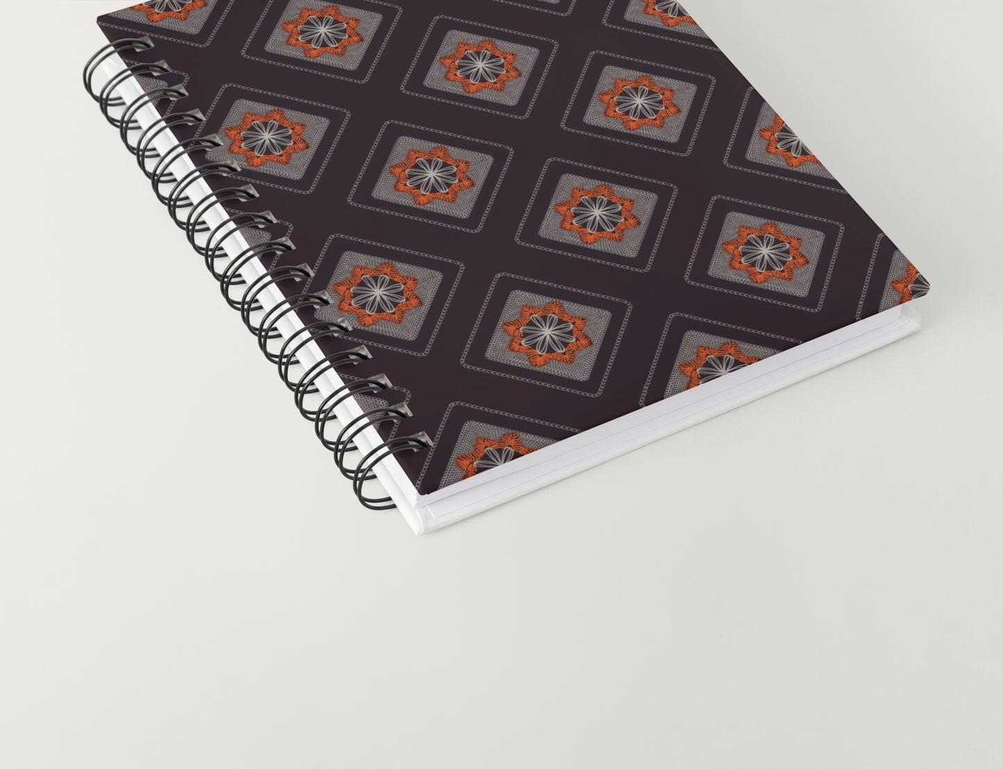 Midnight Rust Embroidery Floral Granny Squares Print