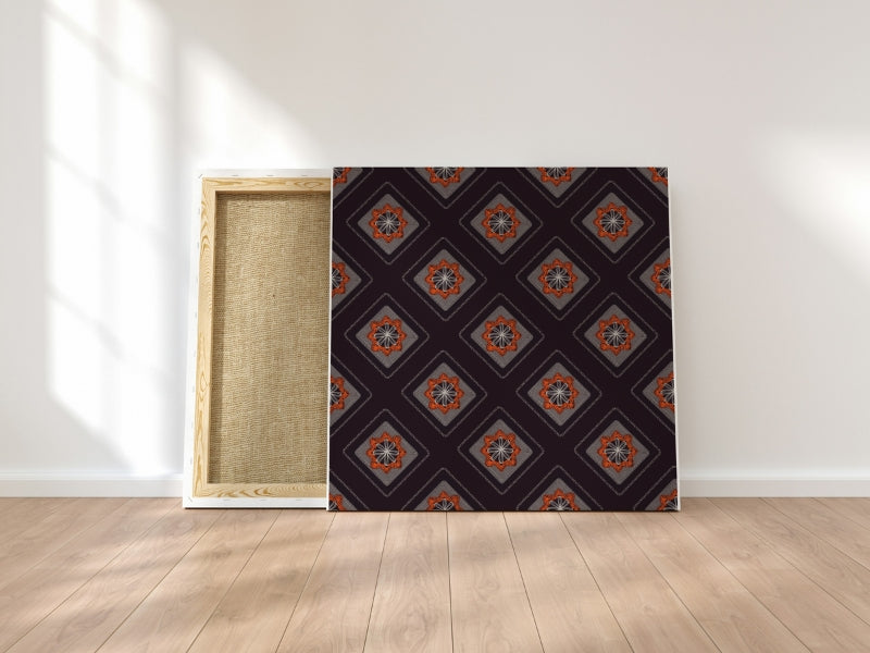 Midnight Rust Embroidery Floral Granny Squares Print