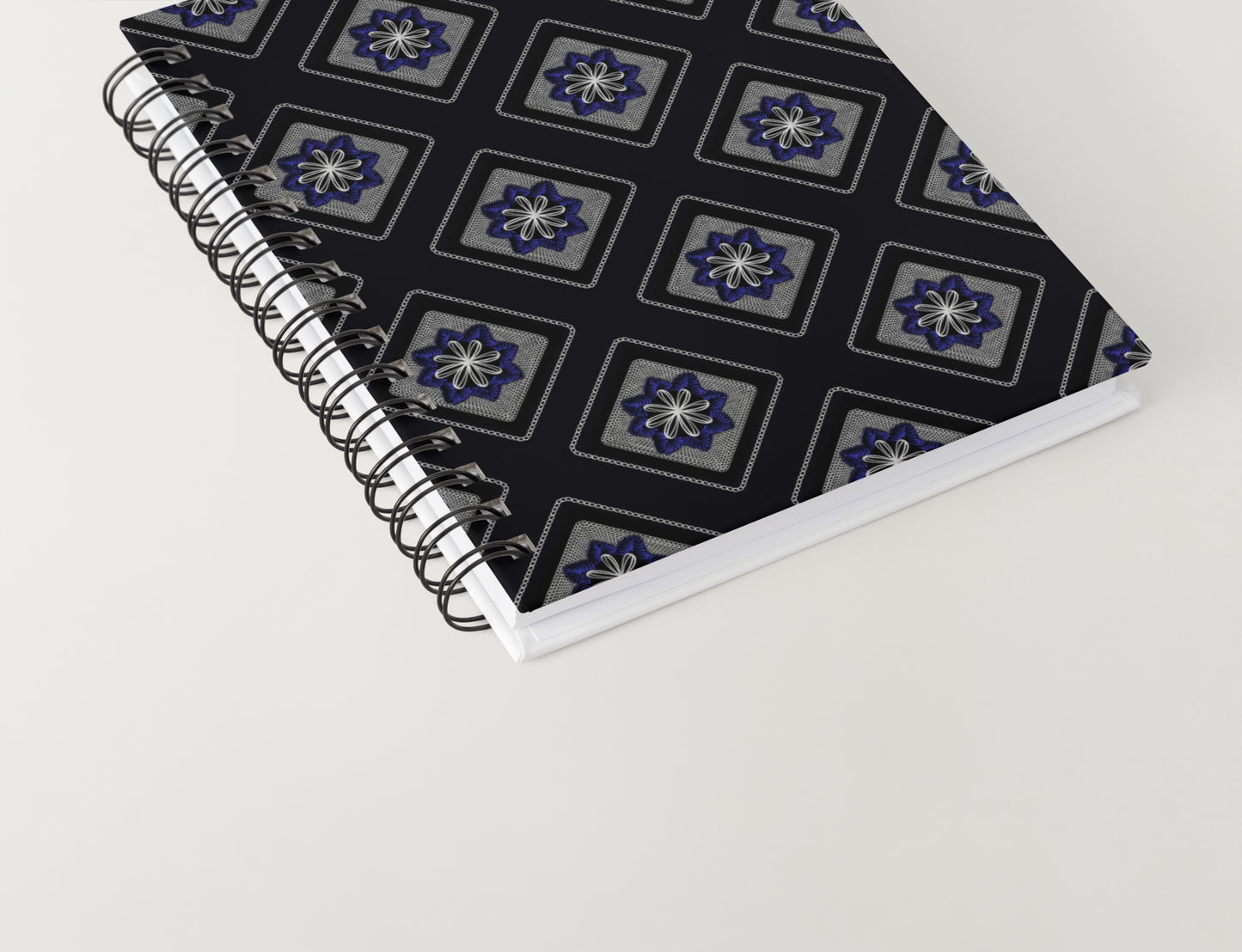 Midnight Twilight Embroidery Floral Granny Squares Print