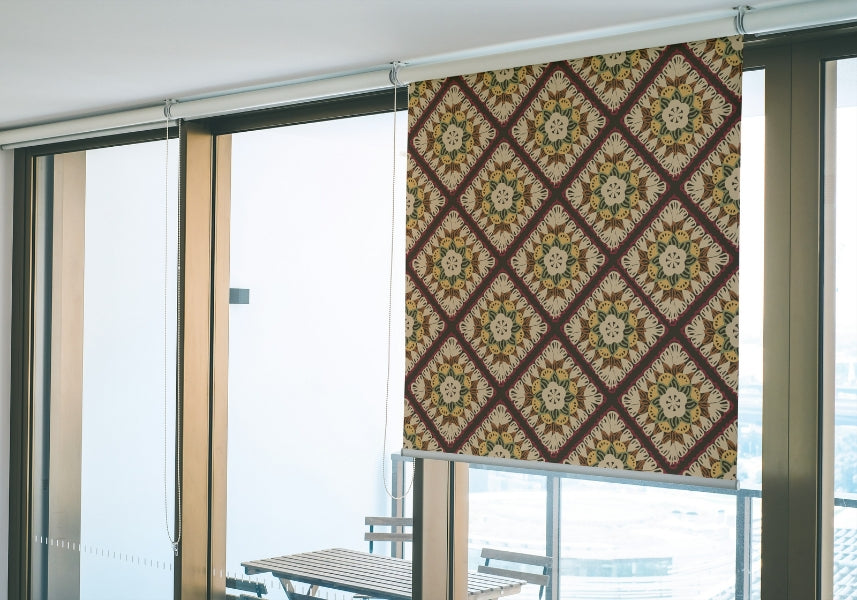 Mocha Mandala Floral Granny Squares Seamless Print