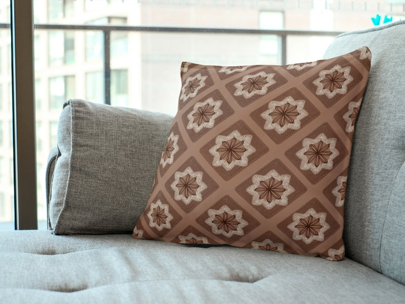 Mocha Mousse Flowers Floral Granny Squares Seamless Print