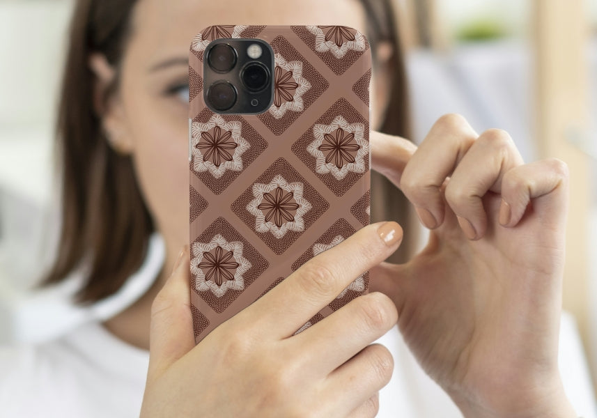 Mocha Mousse Flowers Floral Granny Squares Seamless Print
