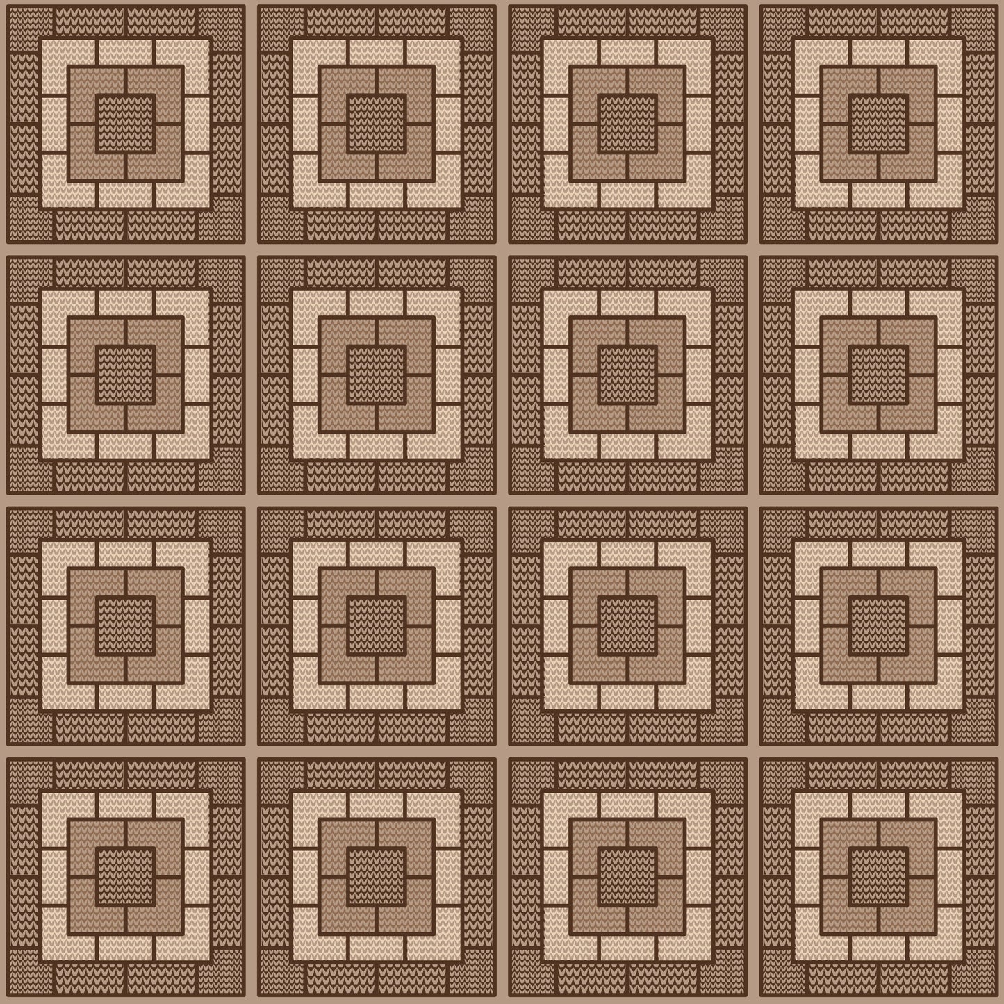 Mocha Mousse Knit Granny Squares Seamless Print