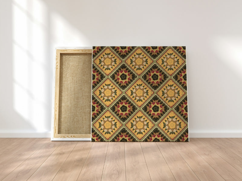 Mocha Tapestry Floral Granny Squares Seamless Print