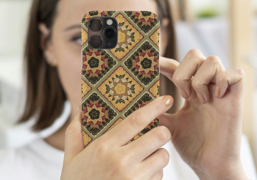Mocha Tapestry Floral Granny Squares Seamless Print