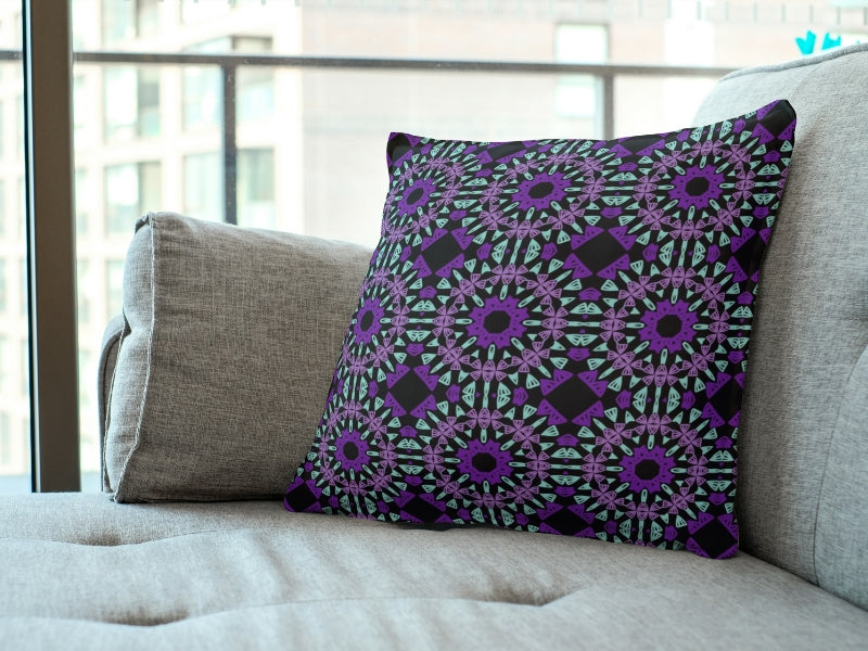 Mystic Teal Mosaic Crochet-Inspired Granny Squares Print