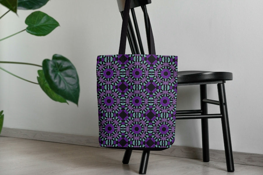 Mystic Teal Mosaic Crochet-Inspired Granny Squares Print