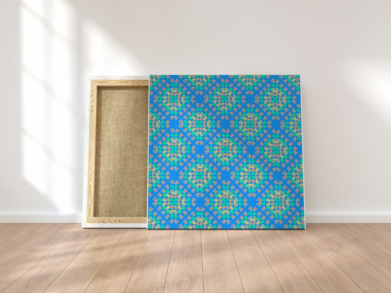 Neon Blue Pop Granny Squares Seamless Print