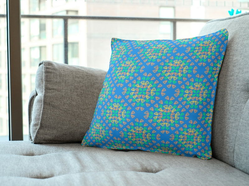 Neon Blue Pop Granny Squares Seamless Print