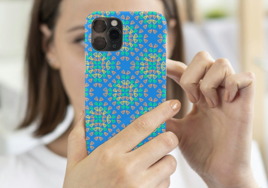 Neon Blue Pop Granny Squares Seamless Print