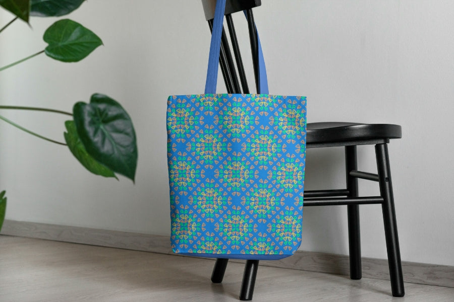 Neon Blue Pop Granny Squares Seamless Print
