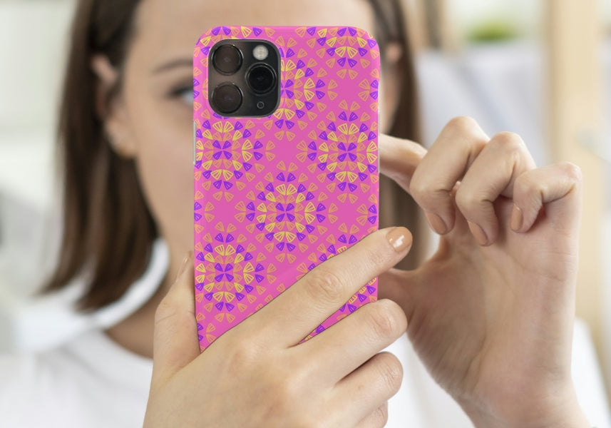 Neon Deep Pink Pop Granny Squares Seamless Print