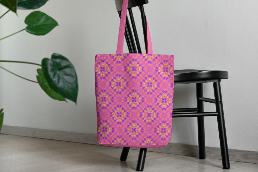 Neon Deep Pink Pop Granny Squares Seamless Print