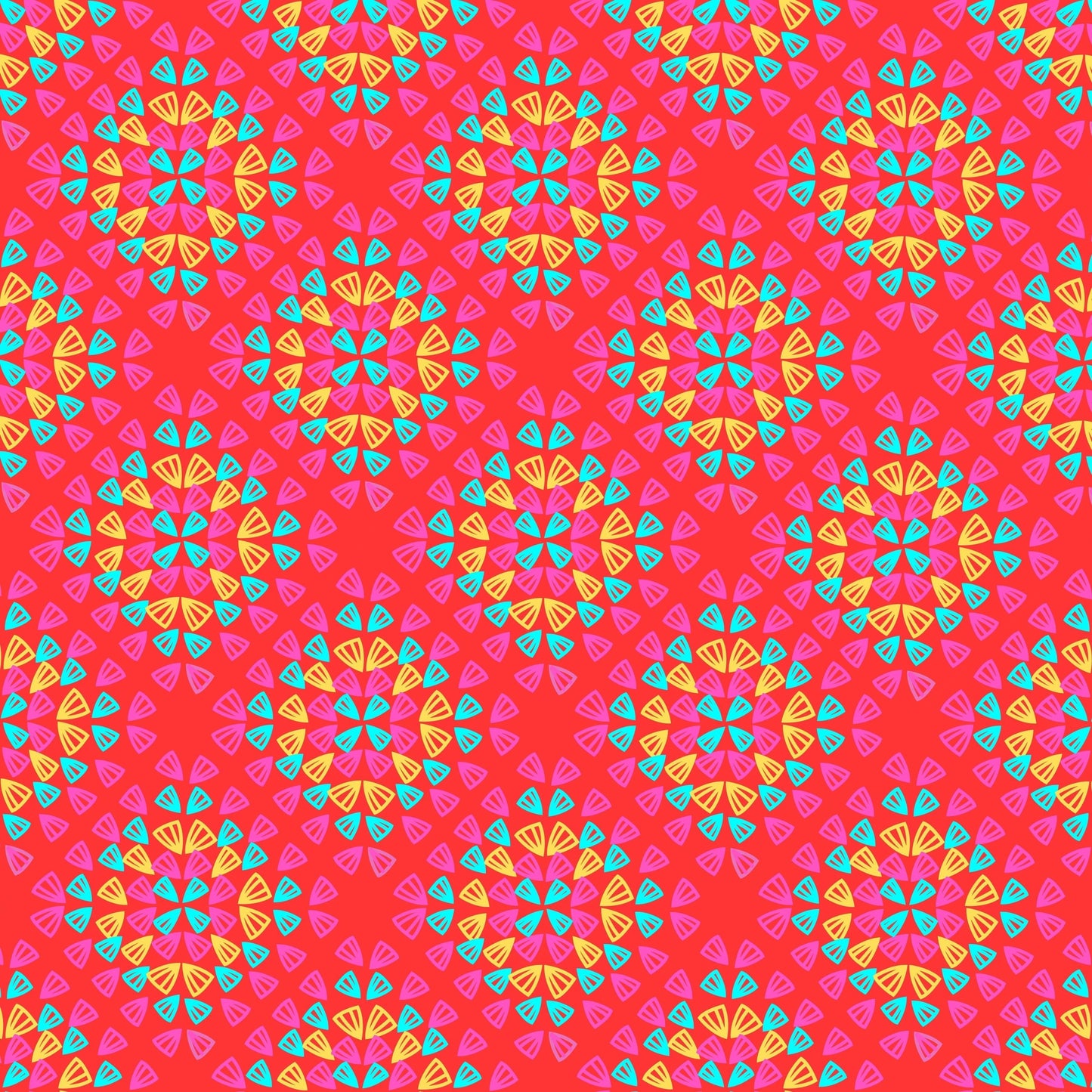 Neon Red Pop Granny Squares Seamless Print
