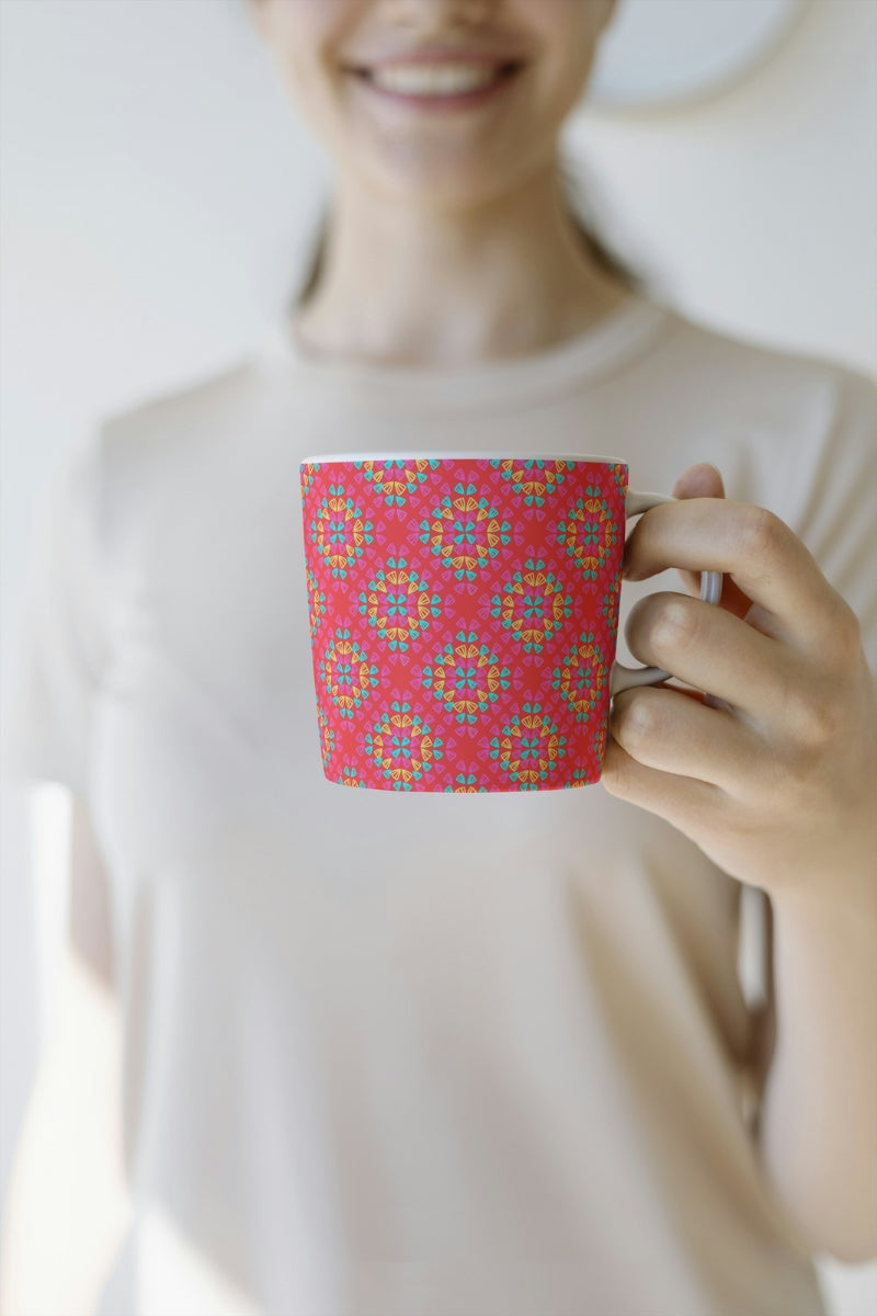 Neon Red Pop Granny Squares Seamless Print