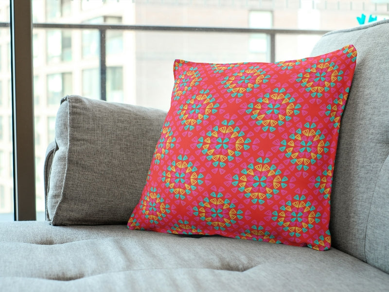 Neon Red Pop Granny Squares Seamless Print