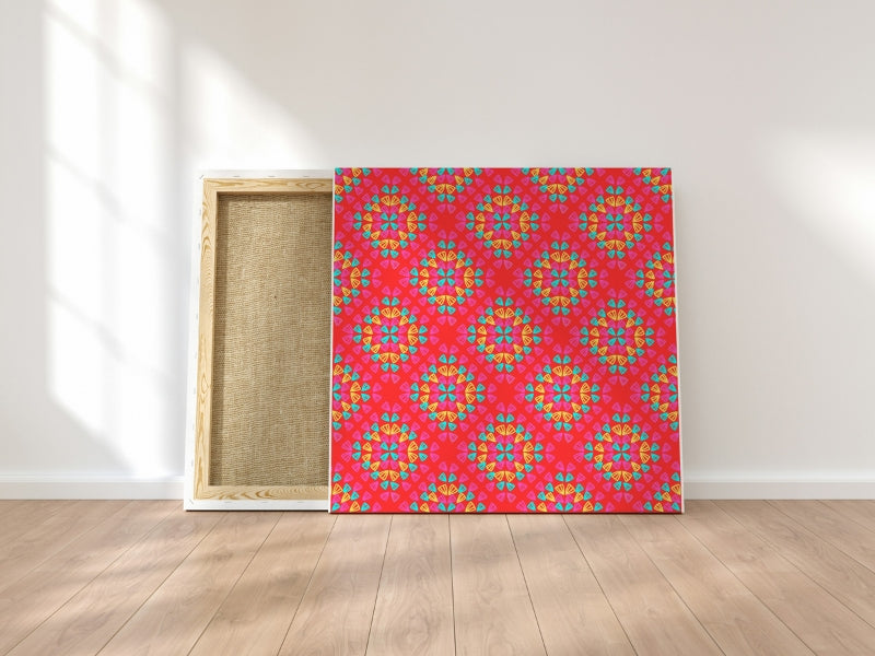 Neon Red Pop Granny Squares Seamless Print