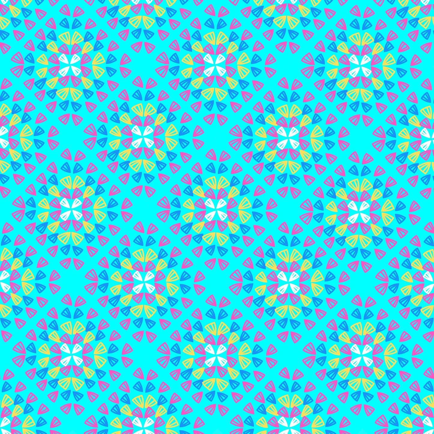 Neon Turquoise Pop Granny Squares Seamless Print