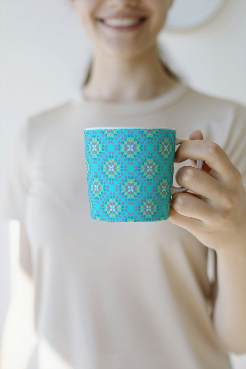 Neon Turquoise Pop Granny Squares Seamless Print