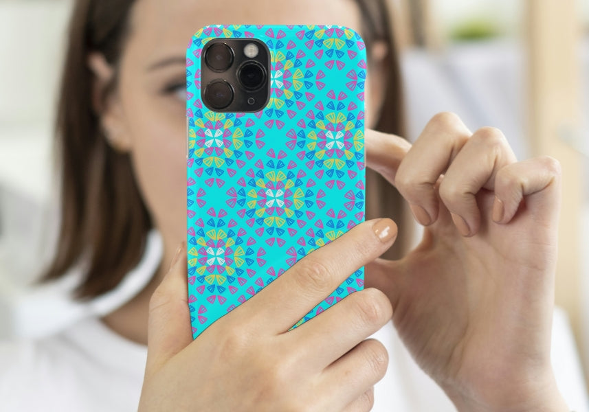 Neon Turquoise Pop Granny Squares Seamless Print