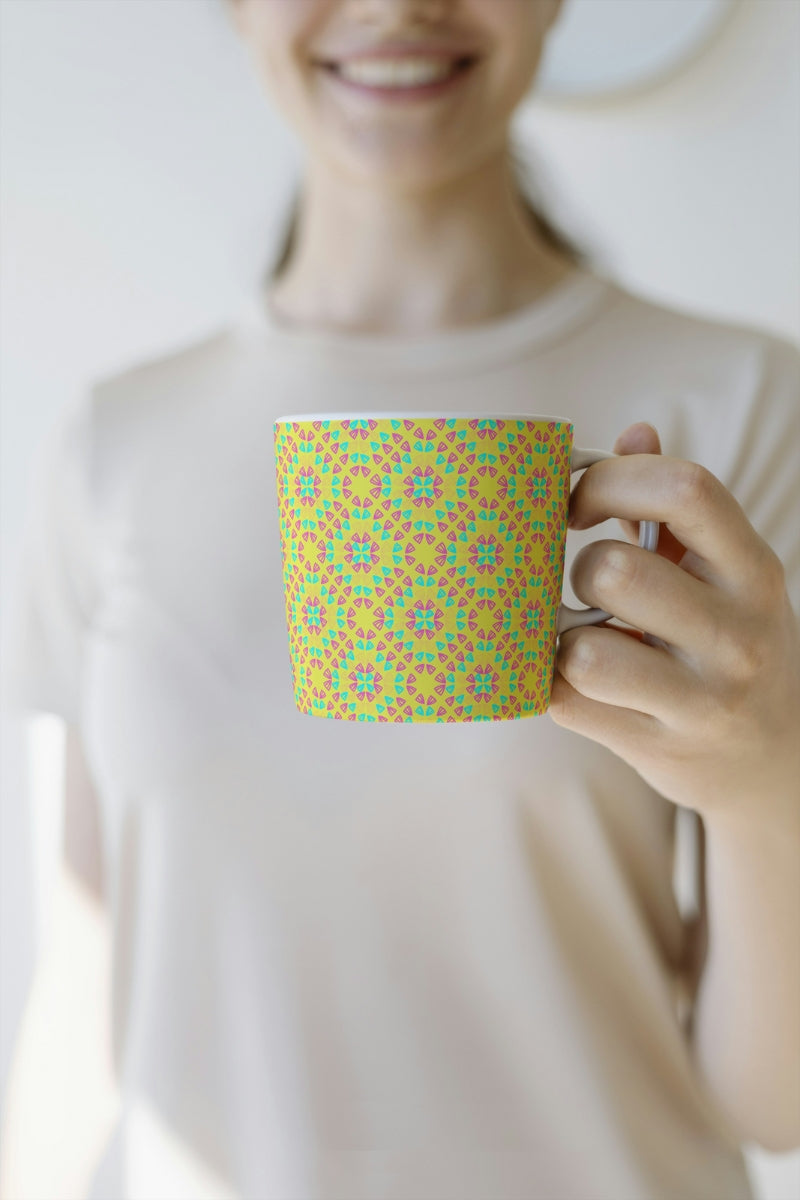 Neon Yellow Pop Granny Squares Seamless Print