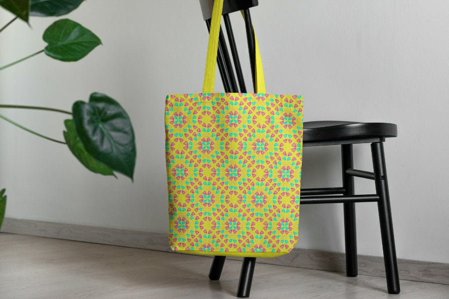 Neon Yellow Pop Granny Squares Seamless Print