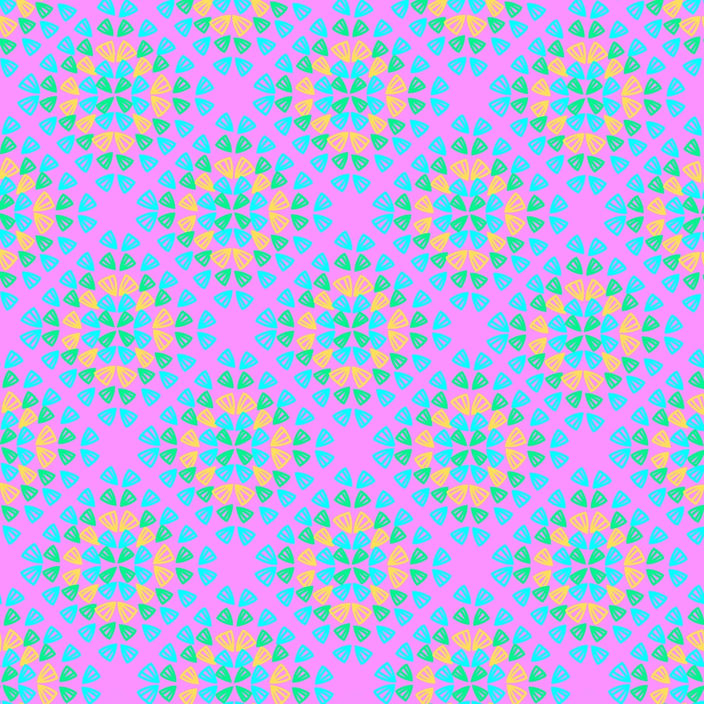 Neon pink pop Floral Granny Squares Seamless Print