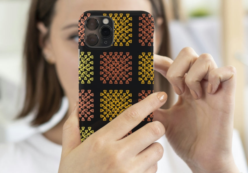 Golden Noir Granny Squares Seamless Print