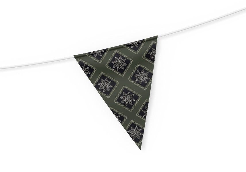 Olive Noir Embroidery Floral Granny Squares Print