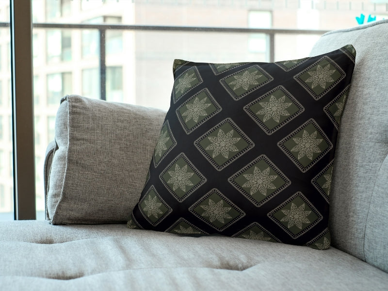 Olive Twilight Floral Granny Squares Seamless Print