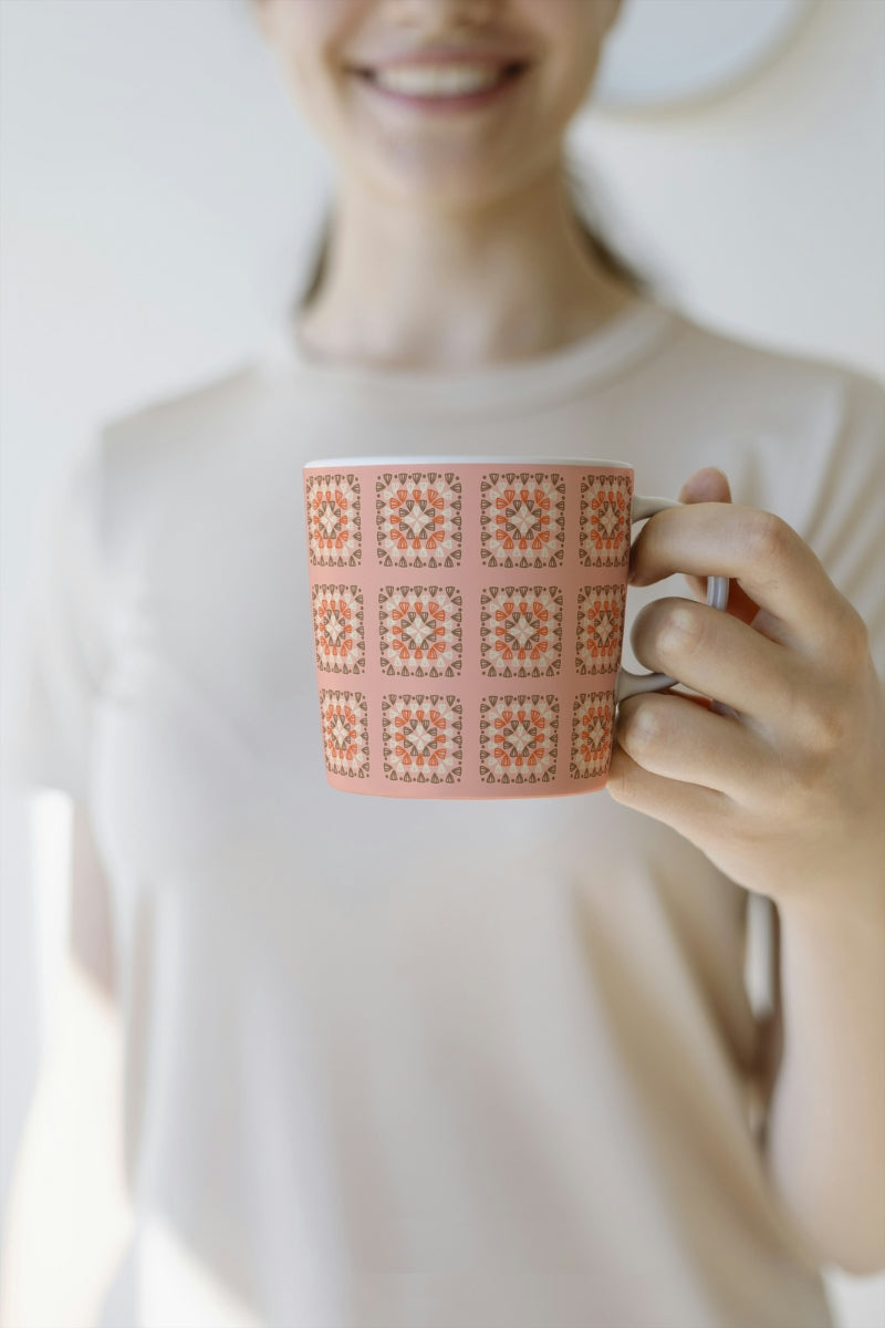 Peach Blend Granny Squares Print