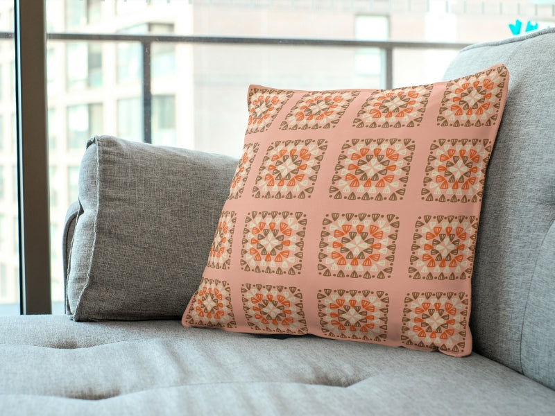 Peach Blend Granny Squares Print