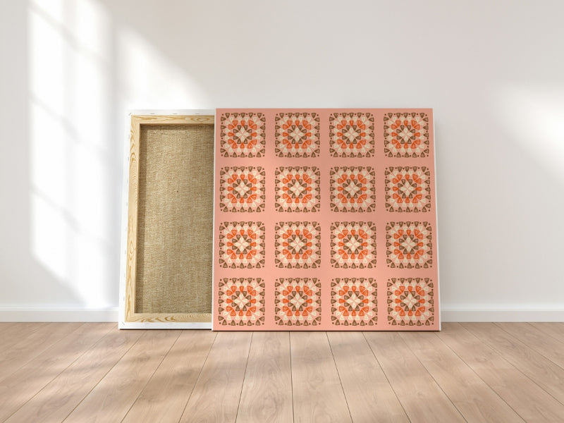 Peach Blend Granny Squares Print