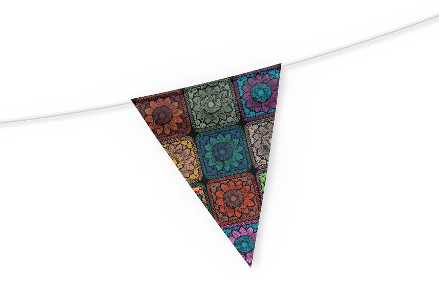 Prismatic Noir Sunflowers Floral Granny Squares Seamless Print
