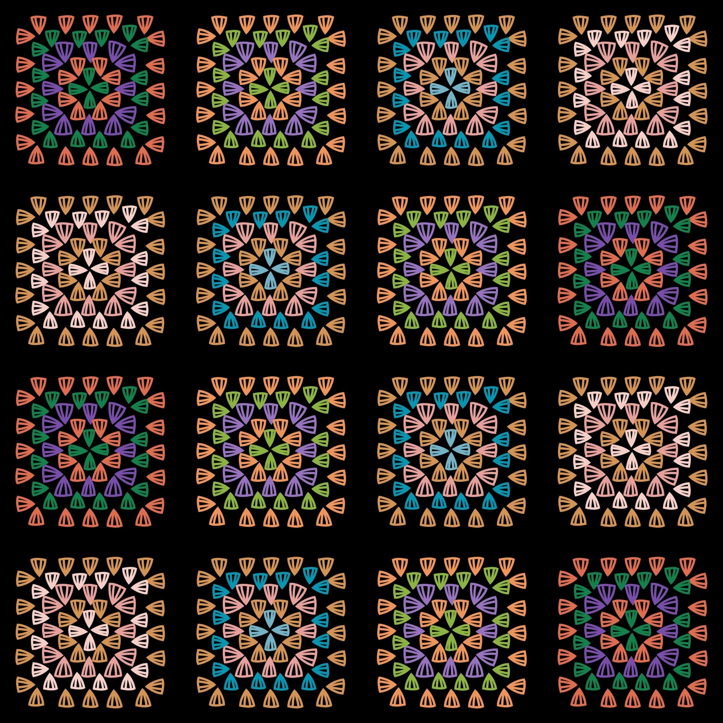 Radiant Tapestry Granny Squares Seamless Print