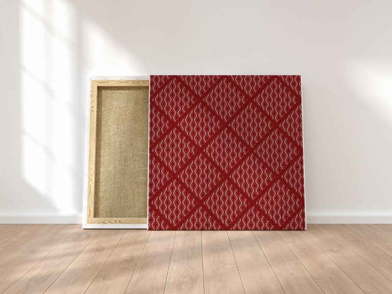Red Diamond Lace Granny Squares Seamless Print