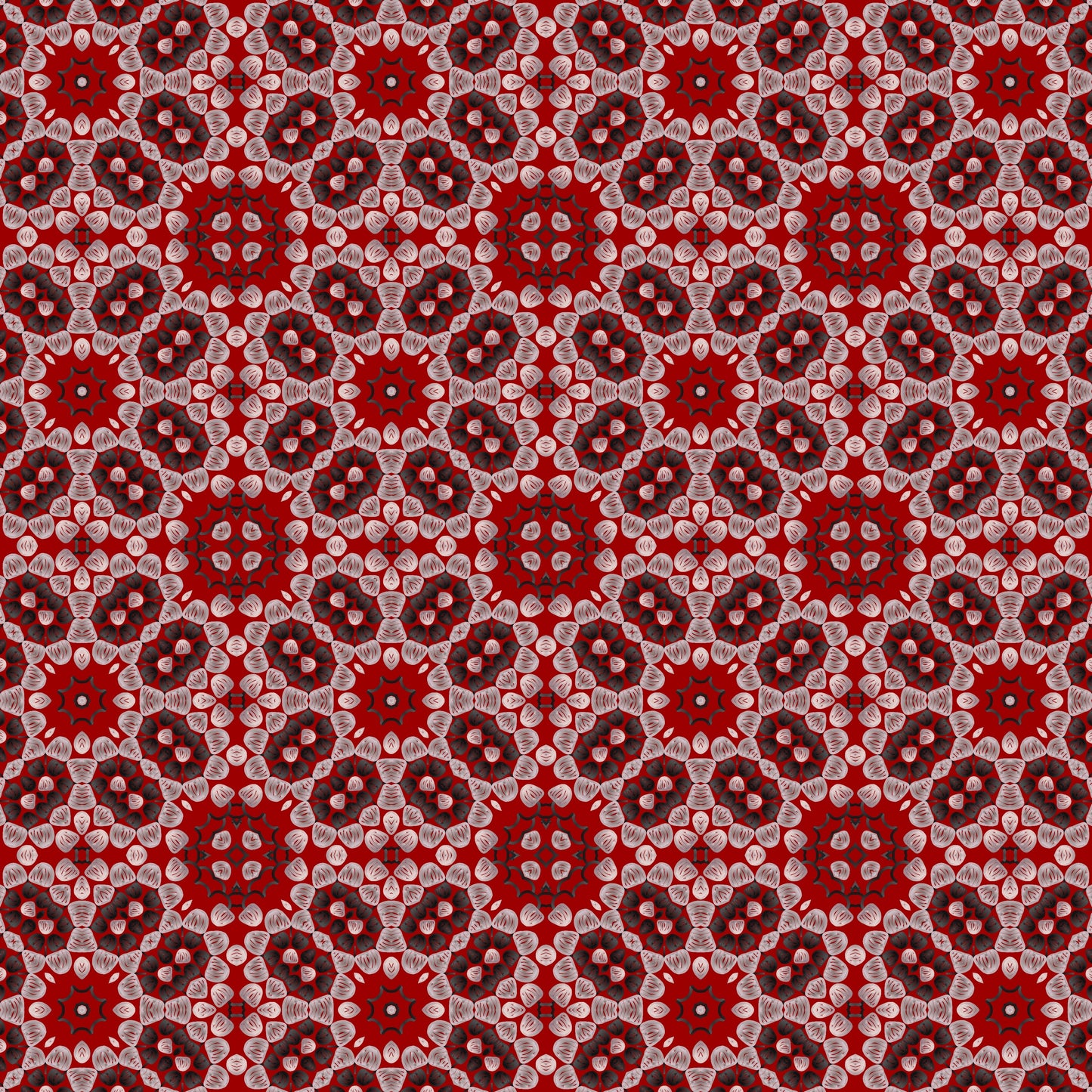 Red Ebony Lace Floral Granny Squares Seamless Print
