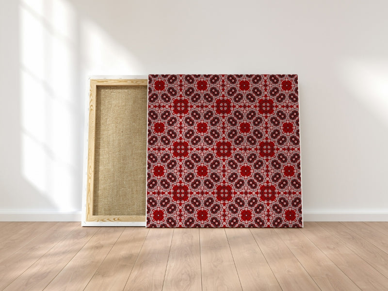 Red Ebony Lace Floral Granny Squares Seamless Print