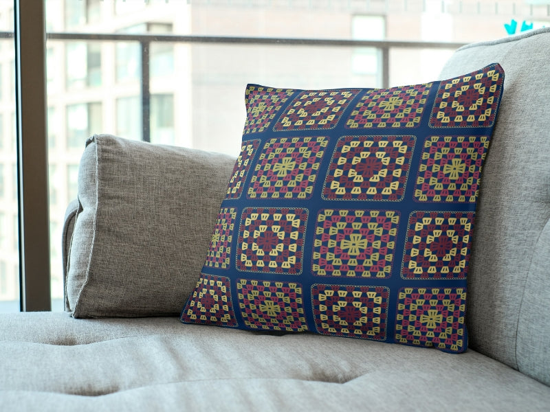 Regal Patchwork Granny Squares Print