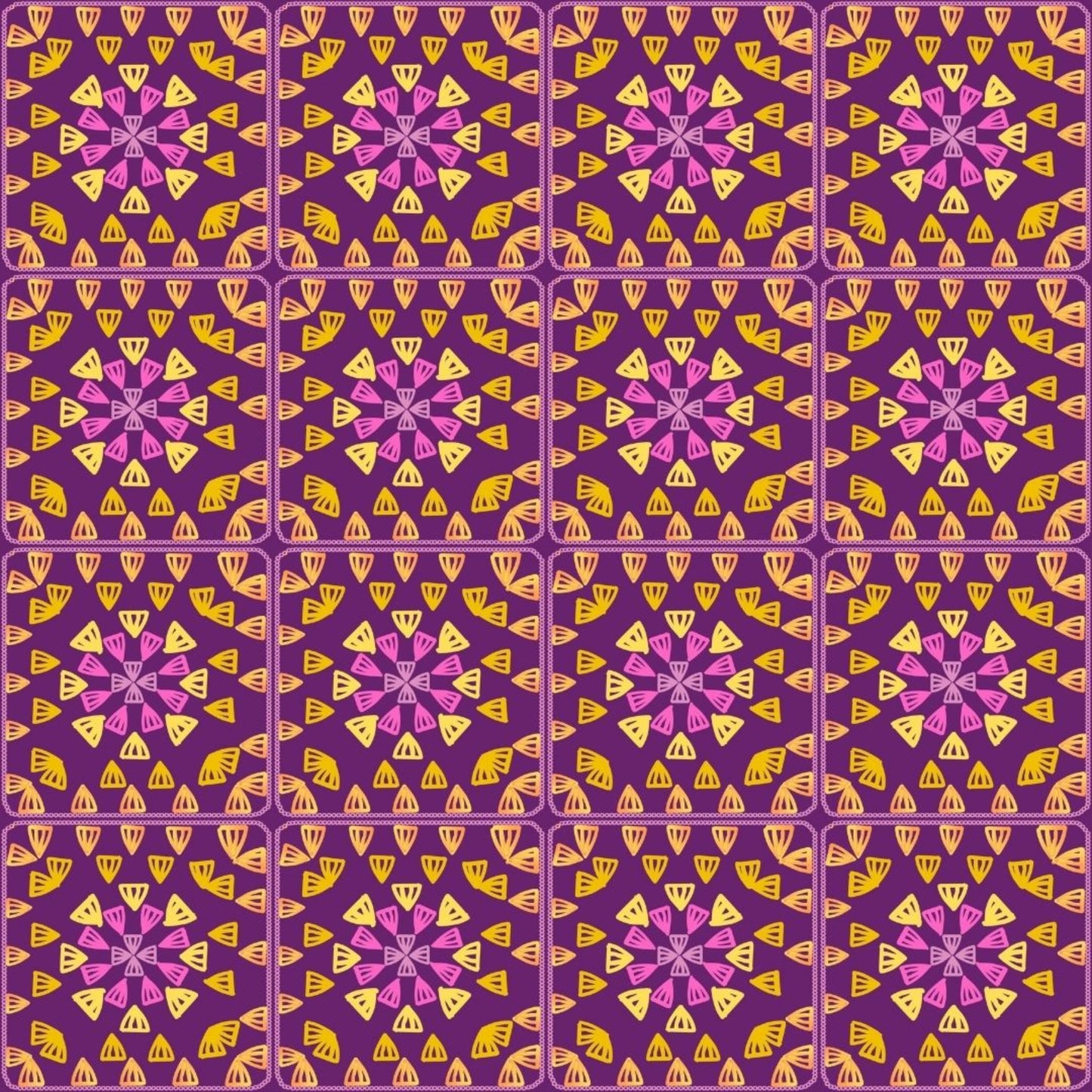 Royal Plum Glow Granny Squares Seamless Print