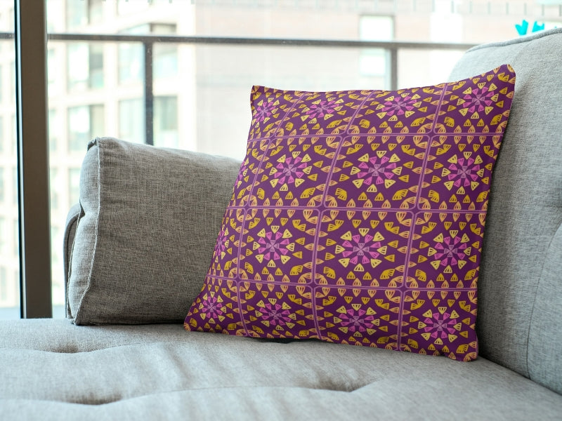 Royal Plum Glow Granny Squares Seamless Print