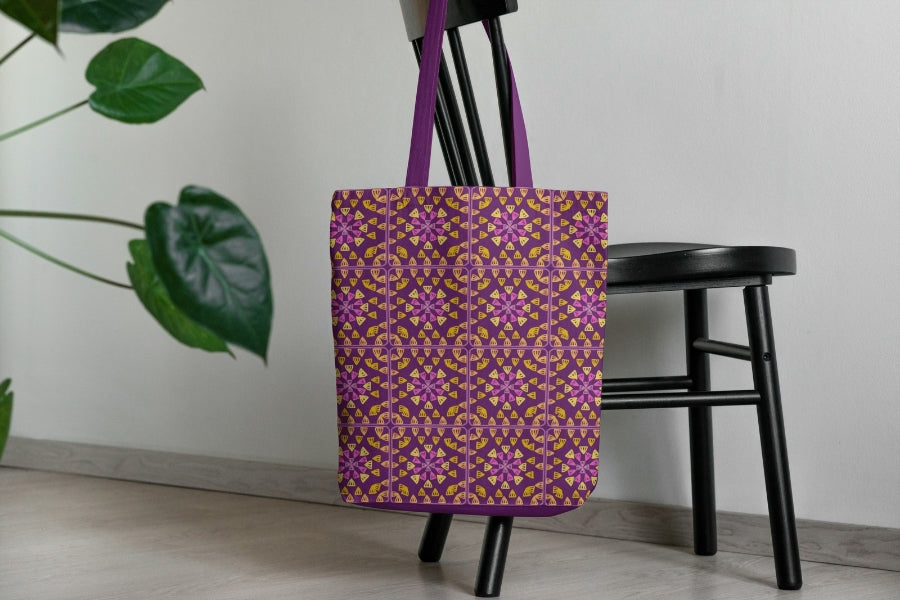 Royal Plum Glow Granny Squares Seamless Print