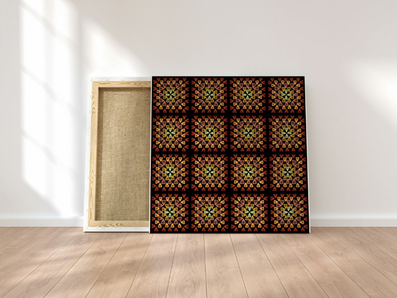 Rustic Granny Revival Granny Squares Seamless Print