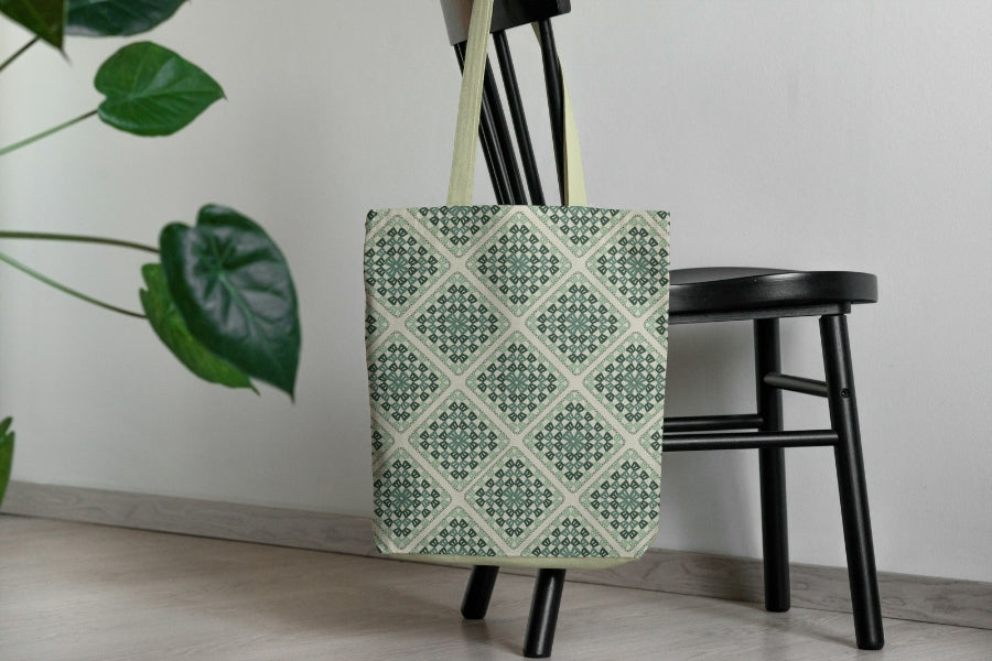 Sage Green Lattice Granny Square Seamless Print