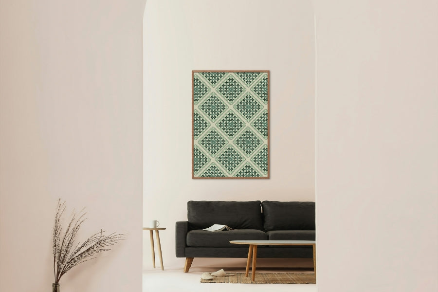 Sage Green Lattice Granny Square Seamless Print