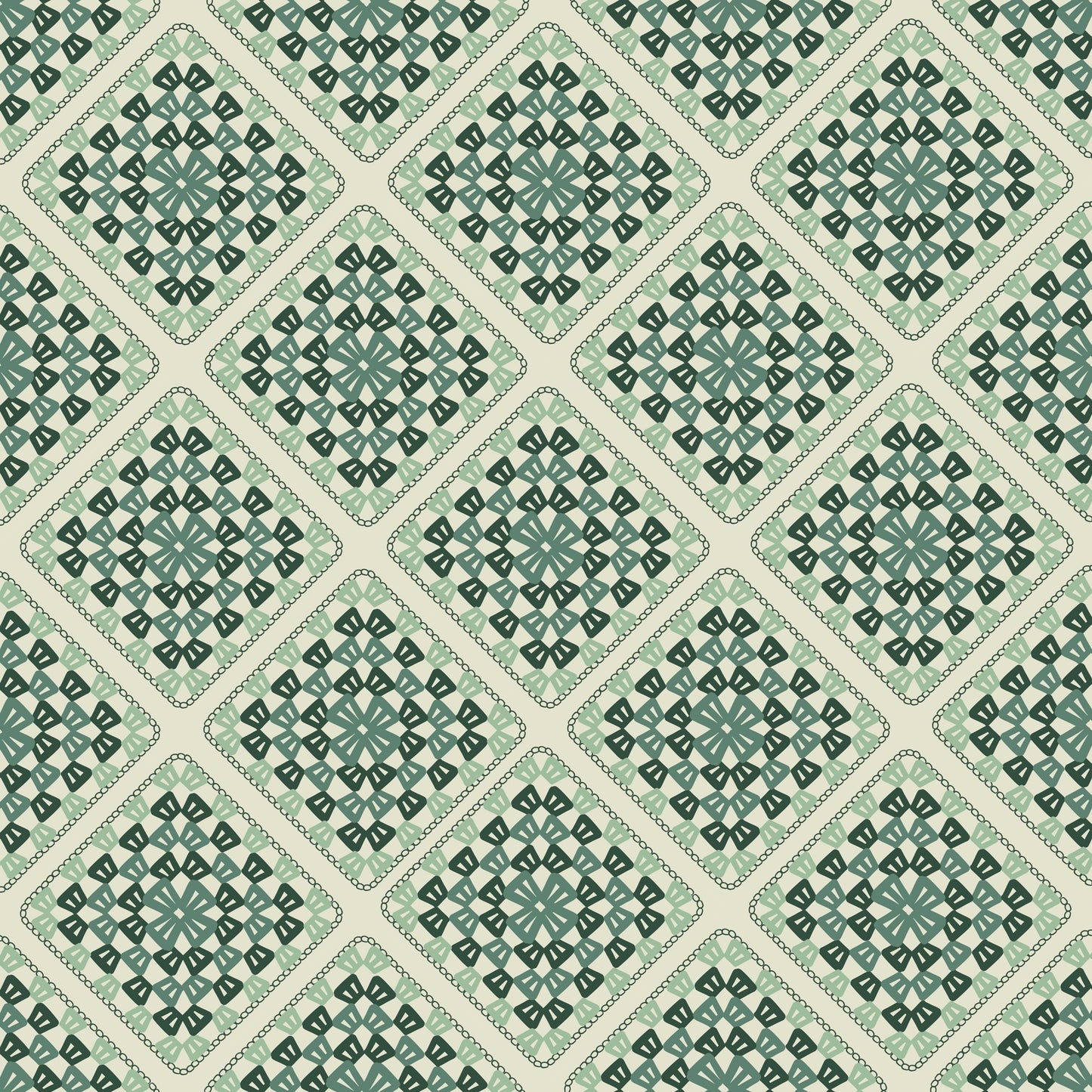 Sage Green Lattice Granny Square Seamless Print