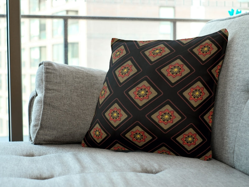 Solar Bloom Embroidery Floral Granny Squares Print