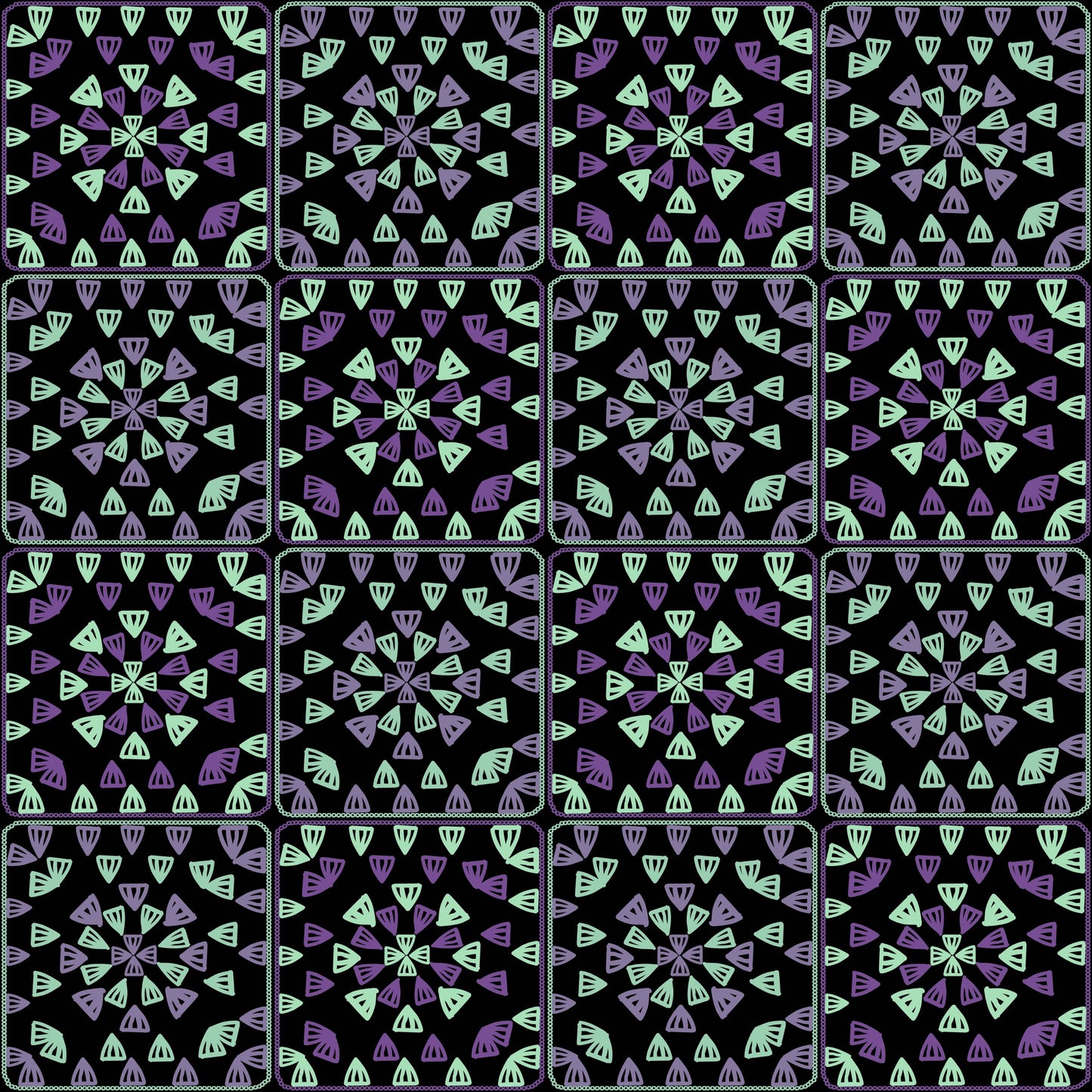 Solar Mint Floral Seamless Print