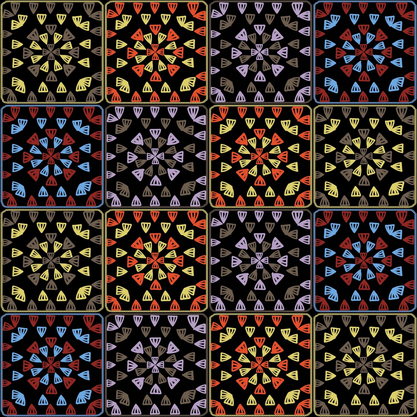 Solar Rainbow Floral Seamless Print